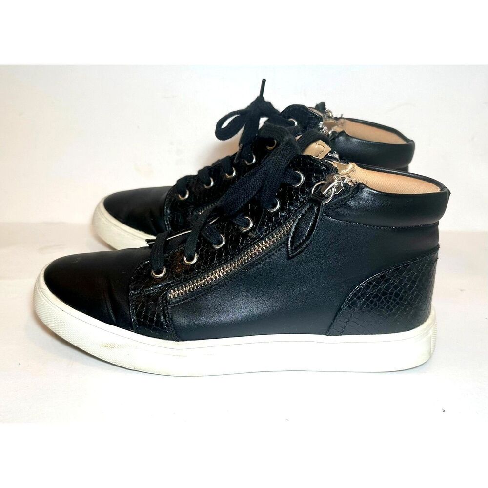 Dolce Vita Sneaker Shoe High Top Alison Women's Size 7 Black Zip & Lace Man-Made